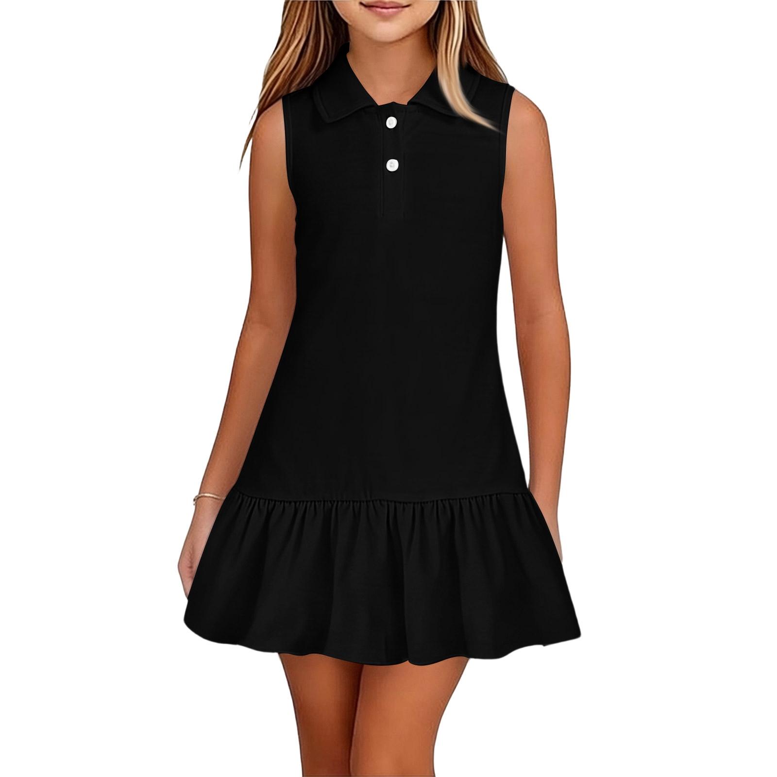 Children s Daily Casual Vest With Sleeveless Lapel Dress 100 чёрный