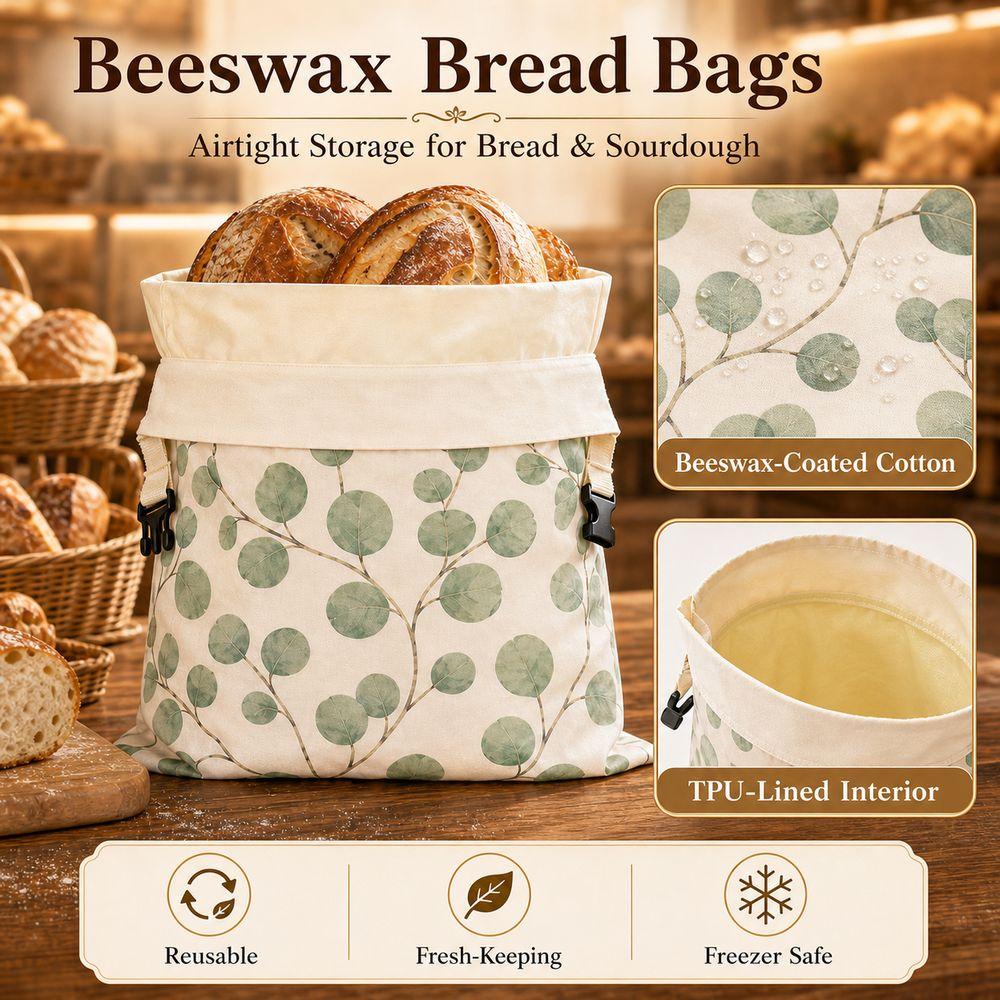 Sacos de Pão Reutilizáveis de Cera de Abelha Sacos de Armazenamento de Alimentos Revestidos com Cera de Abelha Sacos para Pão de Fermentação Natural Armazenamento de Queijo