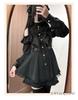 Cute Heart Long Detachable Ribbon Lolita Size L [XHSUKADO] Women's Open-Shoulder Dress, Back, Stand-Up Collar, Sleeves, Brooch, Ruffles, Lace, A-Line,