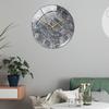 CC127-142 Luxurious Round Marble Wall Clock, 3D Creative Acrylic Design for Home Decor