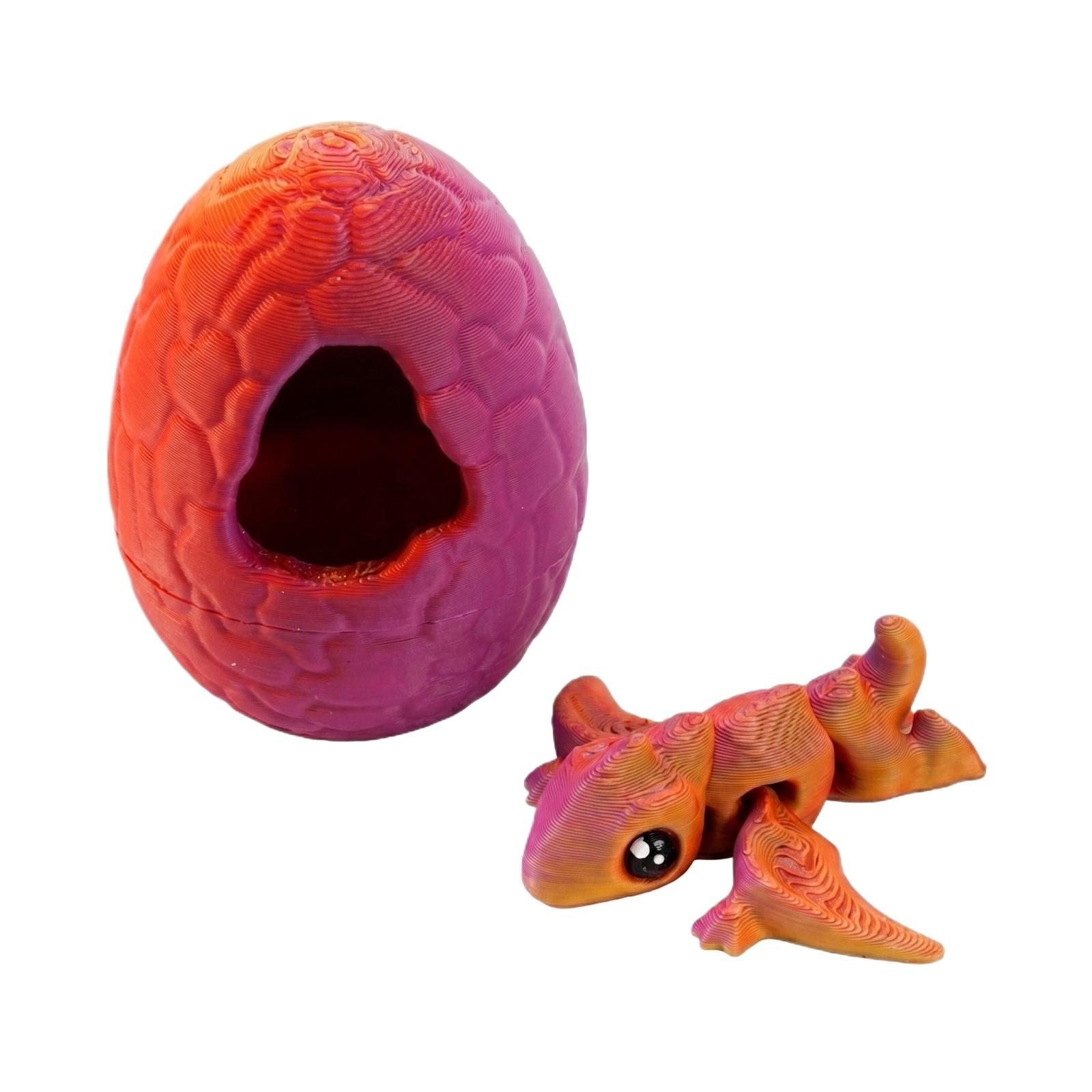 

3D Printed Articulated Lizard Toy with Egg Shell Realistic Movable Joints Flexible Reptile Model for Educational Play Display One Size киноварь