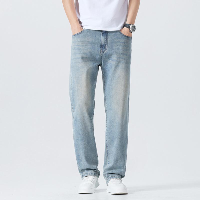 American Retro Jeans Men's Loose Straight-leg High and Thin Summer Thin Pants Men