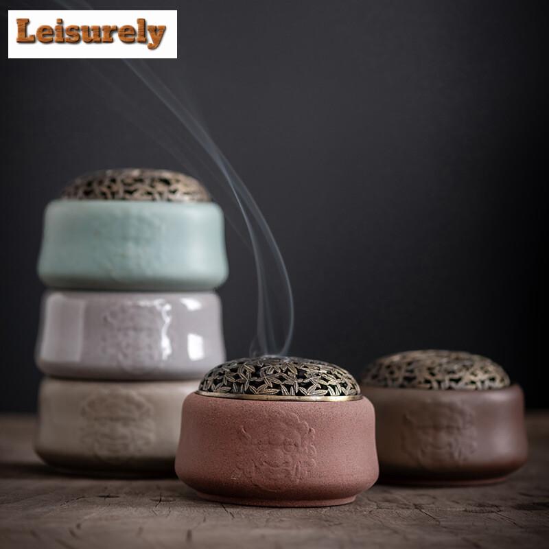 Retro Maple Leaf Plate Incense Burner New Dargon Head Sandalwood Agarwood Furnace Seal Zen Censer Burner Holder Home Decoration