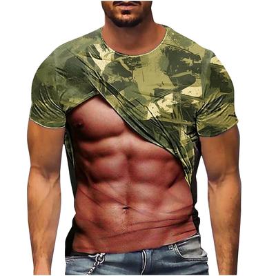 Men's T-Shirt New Fashion Fake Muscle Camouflage Pattern 3D Printed Funny T Shirt Summer Hip Pop Street Short Sleeve Male Tees