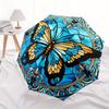 Stunning Stained Butterfly Window PanelUmbrella, Portable 3-Fold Compact Umbrella,Christmas Gift ES530