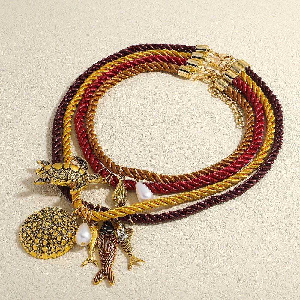 Necklace Set Nylon Rope Necklace Ethnic Style Dopamine Necklace  Women