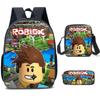 Roblox Retro Cartoon Backpack Set - Trendy 3-Piece Schoolbag for Kids