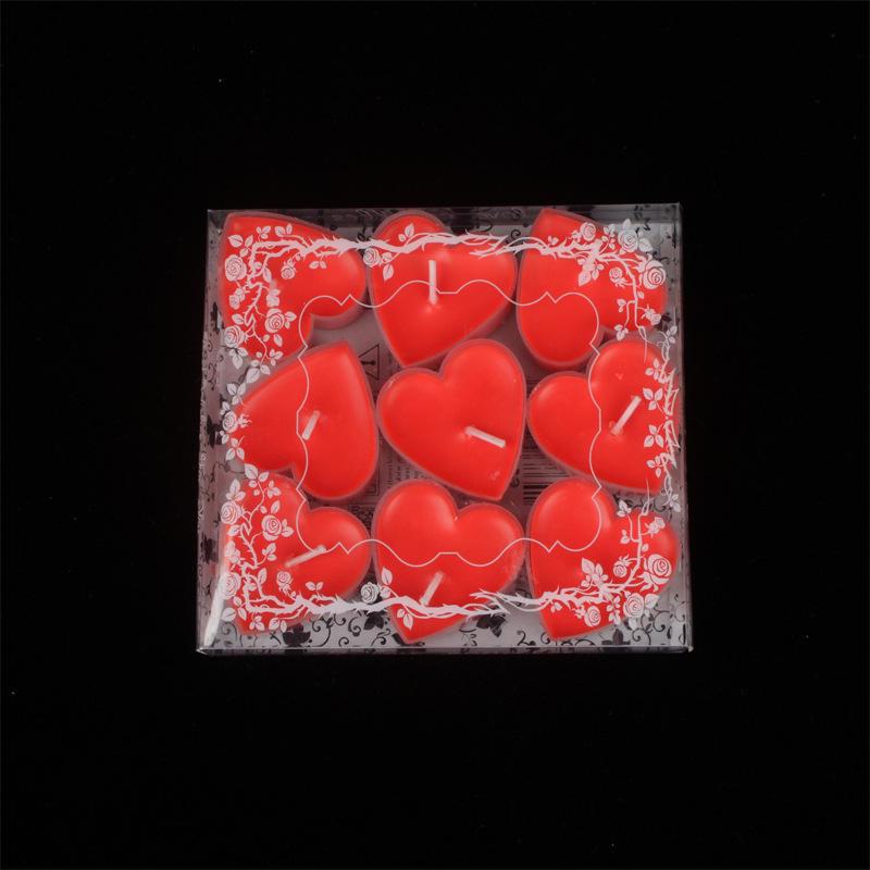 Heart-Shaped Candles for Romantic Proposals - Set of 9 with Love Words and Pictures