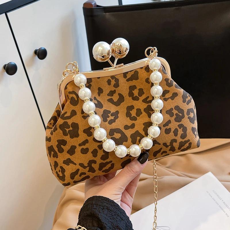 Moda Pérola Bolsas Femininas Luxo Francês Leopardo Estampa Designer Bolsas de Ombro Mulheres Alta Qualidade Cossbody Bolsas para Mulheres