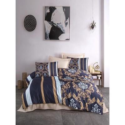Bettwäsche-Set - 1 Bettbezug 220 x 240 cm + 2 Kissenbezüge 60 x 60 cm - 100 % Polyester Mikrosatin - Blau