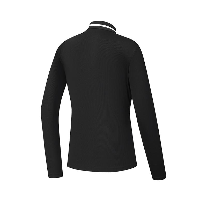 FILA Golf Series Trendy Fashion Simple Casual Sports Training Golf Versatile Slim Fit Long Sleeve Polo Shirt Women tops Deep-Black A11W615214FBK