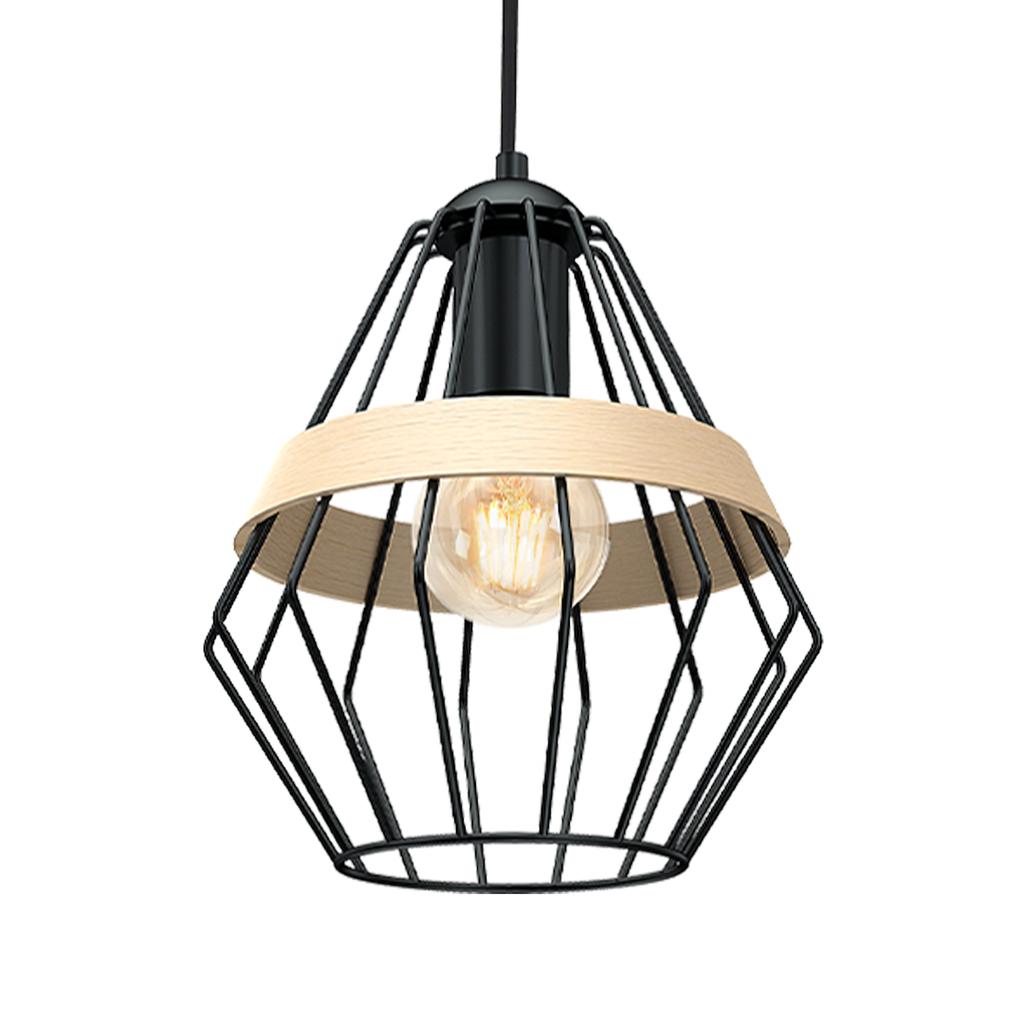 Lampa Wisząca Cliff 1 E27 Czarny Wood Milagro Mlp5524