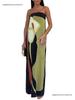 2026 Spring European & American Women's Off-the-Shoulder Sleeveless Backless Printed Dress