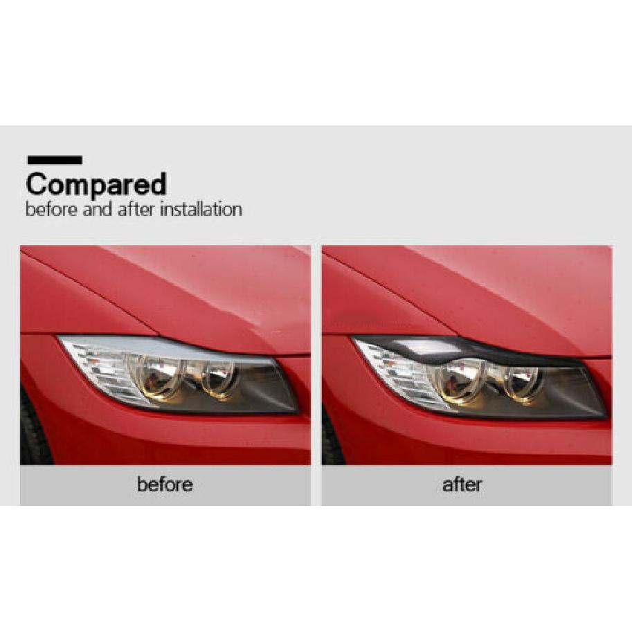 For BMW E90 E91 3 Series Carbon Fiber Headlight Eyelid Cover Eyebrow Trim Decal