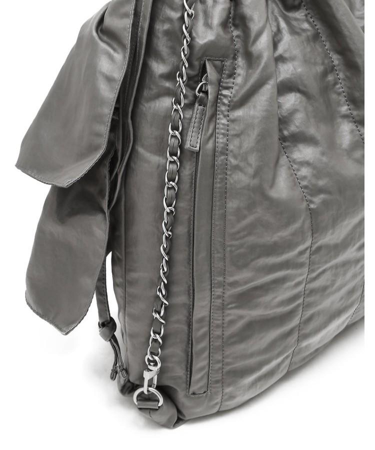 Athe Vanessabruno Grey Dupeskin Frill Chain Backpack And Shoulder Bag M Aaba6F715G2