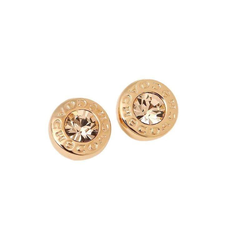Coach Letter Logo Round Brass Earrings Women Earrings F54516 Basic Packaging-Box Not Included,F,Rose Gold