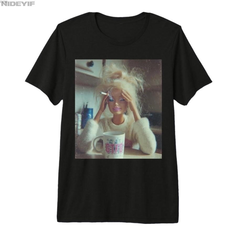 

Funny Distressed Doll Face Meme Smoking Sarcastic Humor Gift Tshirt for Unisex Women Cotton T Shirts Short Sleeve Tops S