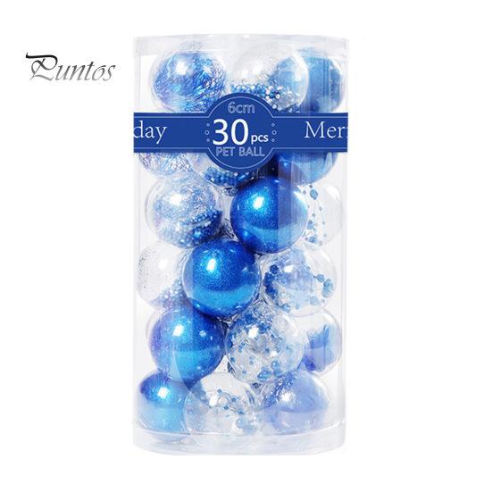 30Pcs Plastic Christmas Balls Hanging Ornament 6cm Colored Electroplated Ball Holiday Party Scene Layout DIY Decorative Accessories Christmas