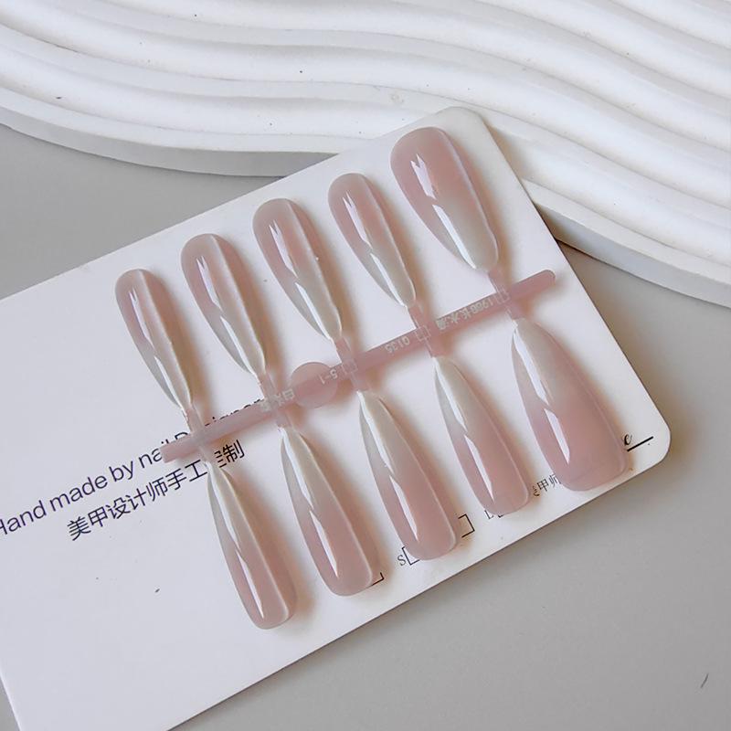 Blush Gradient Cat Eye Manicure: Long Pointed Wearable False Nails