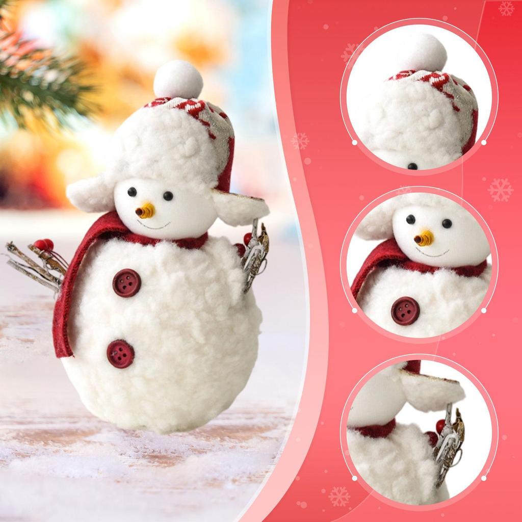 Christmas Decor Snowman Figurine Tabletop Centerpiece Foam Cloth Ornament for Room Decoration Accessories Holiday Party