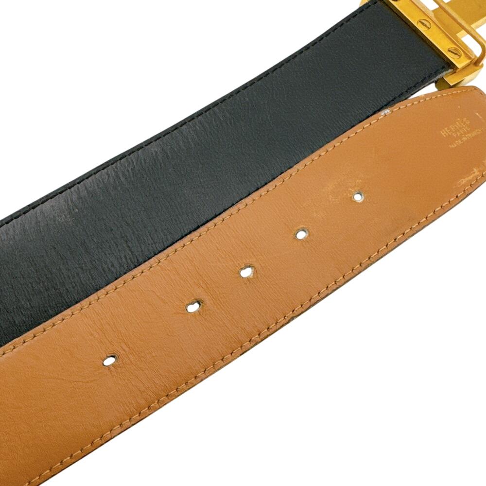 HERMES leather Constance H belt Brown leather Used