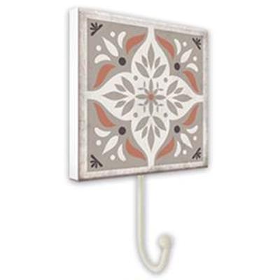 [P8823] - Hakenleiste 'Kacheln' beige braun orange - 10x10 cm