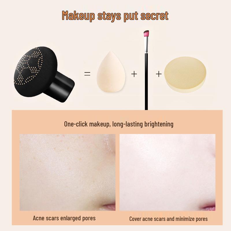 Difuman Mushroom Air Cushion BB Cream: Natural, Non-Sticky, Brightens Skin Tone, Long-Lasting Liquid Foundation and Concealer.