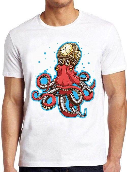 Steam Powered Octopus Kraken Weird Deep Sea Funny Marine Gift Tee T Shirt C1143 L