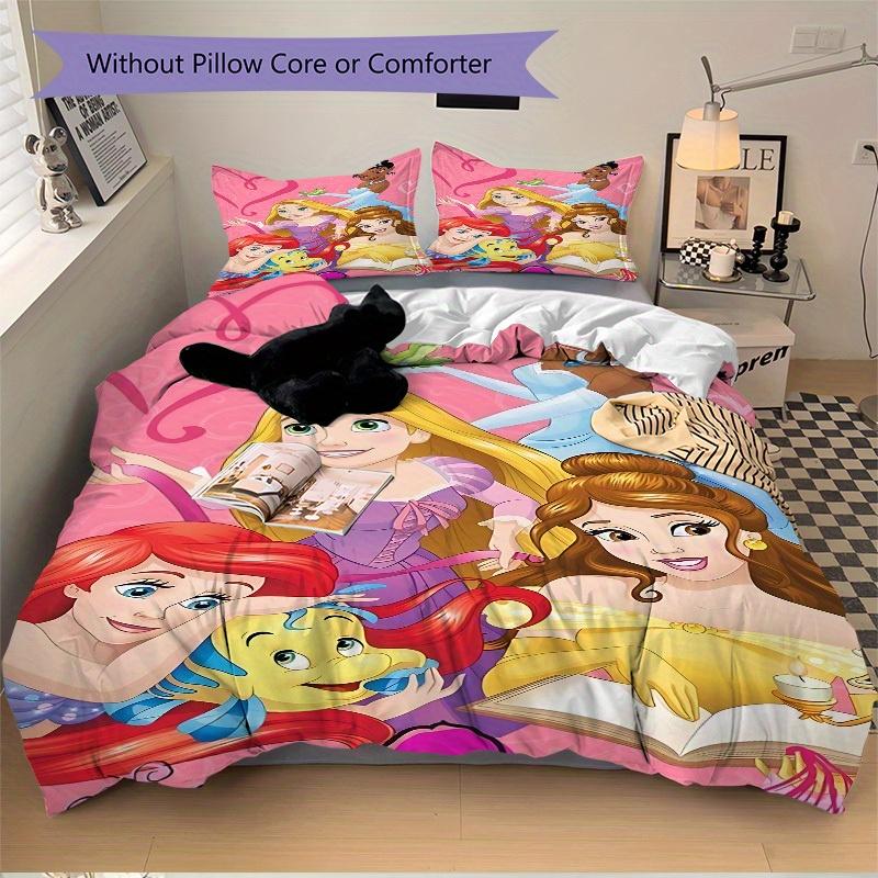 3pcs set Disney Princess1pc of quilt cover+2pcs of pillowcase, no core, print bedding, All Seasons Bedroom Setting016