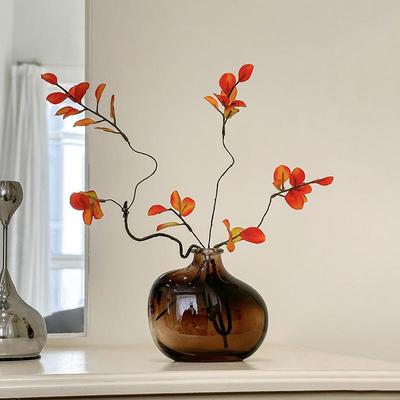 Vaso de Vidro Romã Transparente de Formato Único Vaso Decorativo Vermelho para Flores Hidropônicas Vaso de Vidro Soprado à Mão Decoração de Casamento