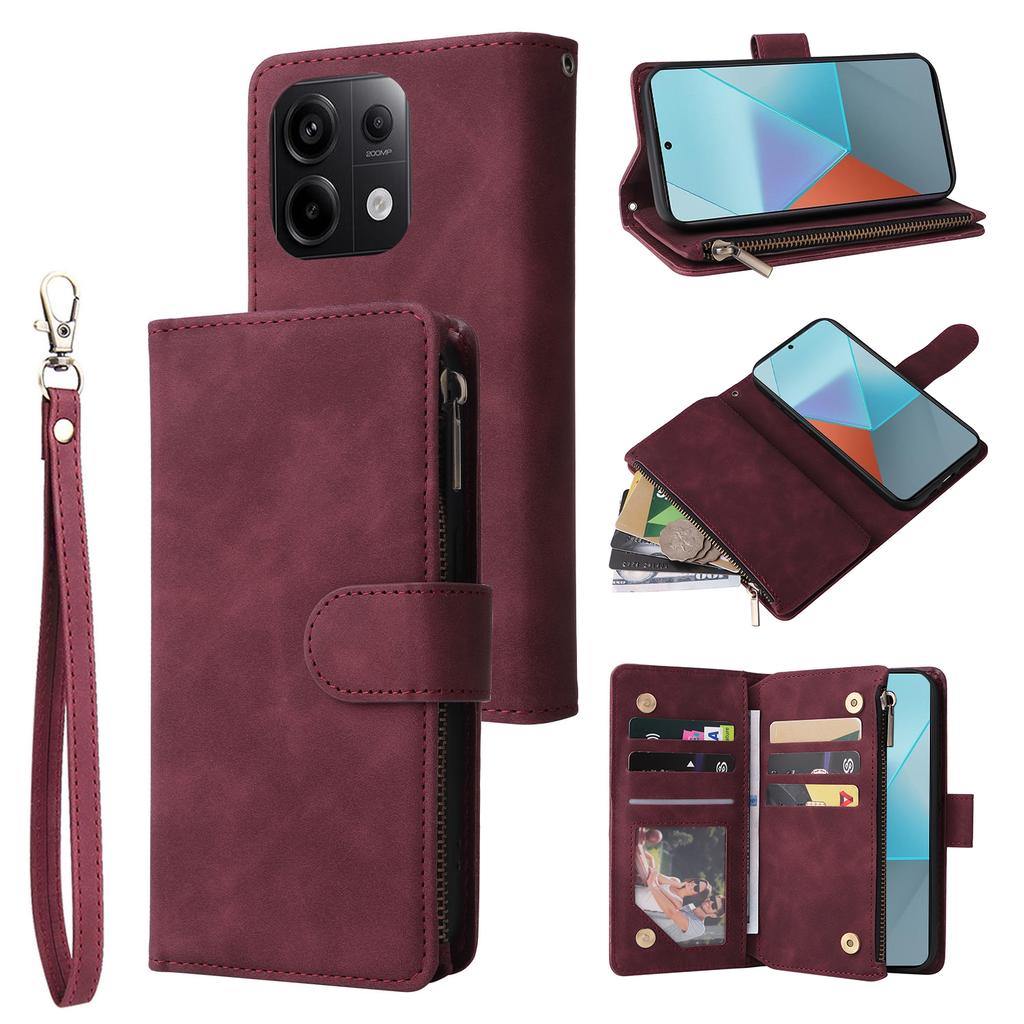 Fotorahmen Lederhülle Riemenabdeckung für Redmi Note 13/Note 13 Pro Plus, für Google Pixel 8 Pro Reißverschluss Flip-Hülle