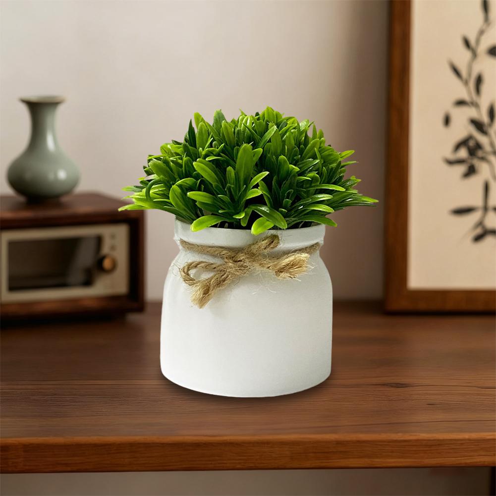 Artificial Plants in Hemisphere Pot Mini Potted Green Plants for Home Desk Decoration Indoor Outdoor Decor B2U3