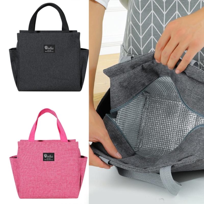 Multifunctional Mother Meal Prep Bag Spacious Baby Food Storage Purse Zippered Insulated Lunch Box with Side Pockets