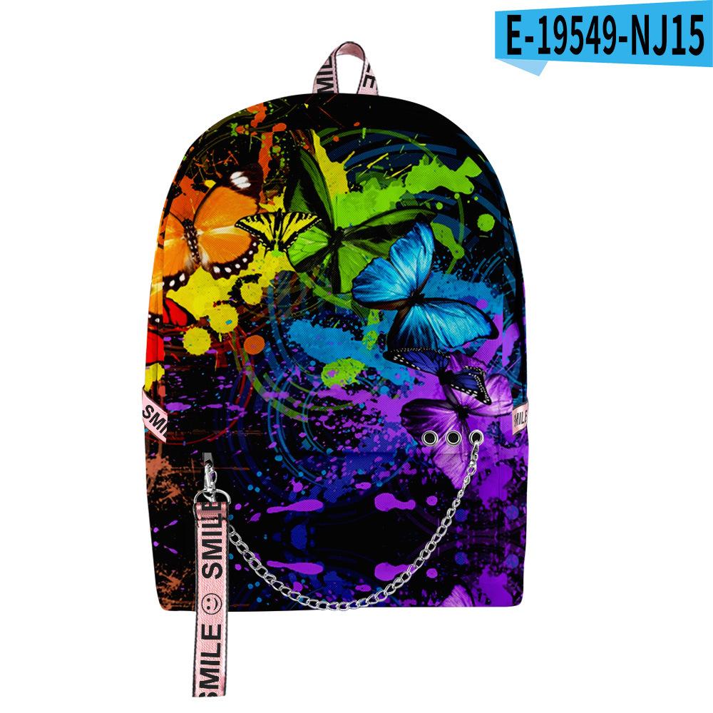 Cartoon Youthful School Bags Unisex Funny Butterfly Travel Bags 3D Print Oxford Waterproof Notebook Shoulder Backpacks