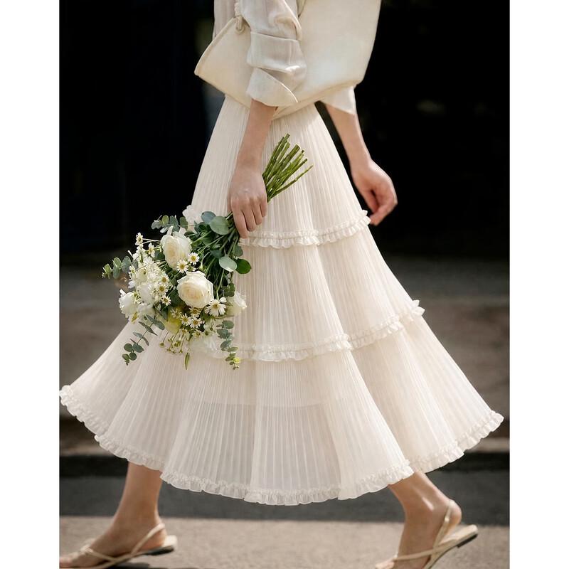 Women s Summer Ruffle Mesh A-Line Skirt S