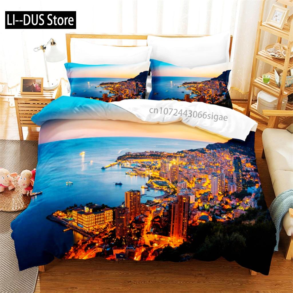 Beautiful Coastline City Bedding Set Duvet Cover Set 3d Bedding Digital Printing Queen Size Bed Set Fashion Design