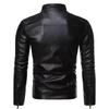Giacca da Motociclista in Pelle da Uomo Retro con Collo Rialzato per Primavera e Autunno - Elegante Cappotto Antivento Giovanile