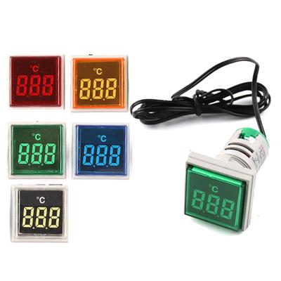 22mm Rund Quadrat LED Digitalthermometer Signalleuchten Temperaturmesser Detektor Sensor -20-199 Celsius 50-500V AC