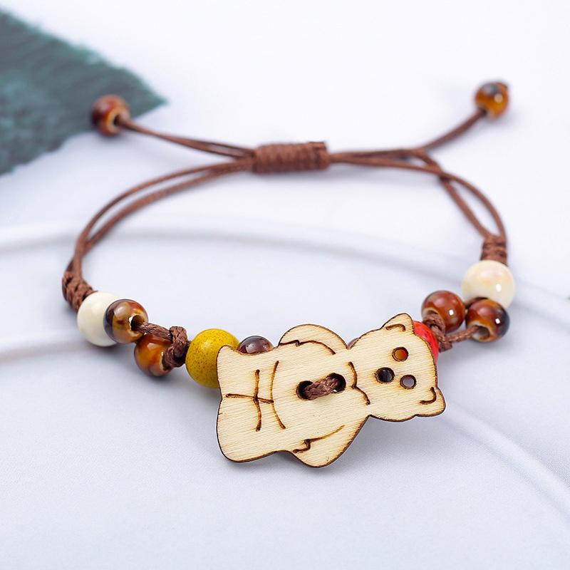 Vintage Star Ceramic Braided Rope Bracelets For Women Girls Sweet Bohemian Style Adjustable Bangles Jewelry Accessories Gifts