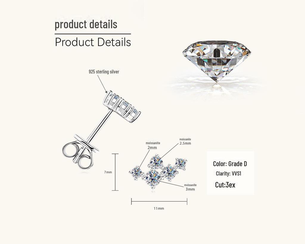 Cercei Moissanite Înstelat Argint S925: Design de nișă high-end inspirat de TikTok