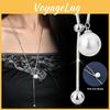 Elegant Long Pearl Necklace For Women In Titanium Steel With Geometric Design Ideal For Fall And Winter Fashion