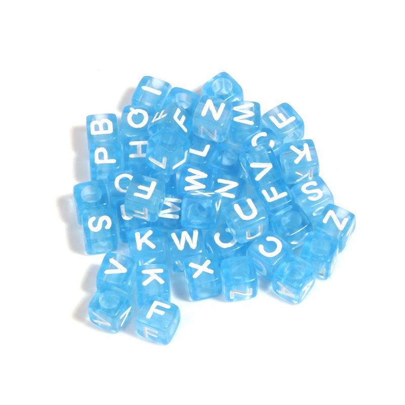 100 Pcs Acrylic Transparent Colored Square Alphabet Charms for DIY Bracelets