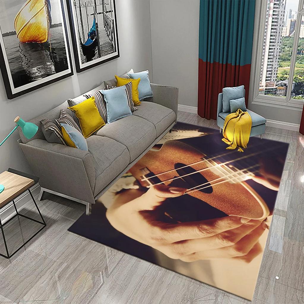 3D Music Carpet Music Instrument Rug for Living Room Bedroom Area Rug Decorative Floor Rugs Carpet Bathroom Non-slip Mat Carpet