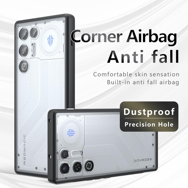 Para ZTE Nubia Red Magic 11 Air Funda Antigolpes Textura de Piel Mate PC+TPU Antihuellas Transparente
