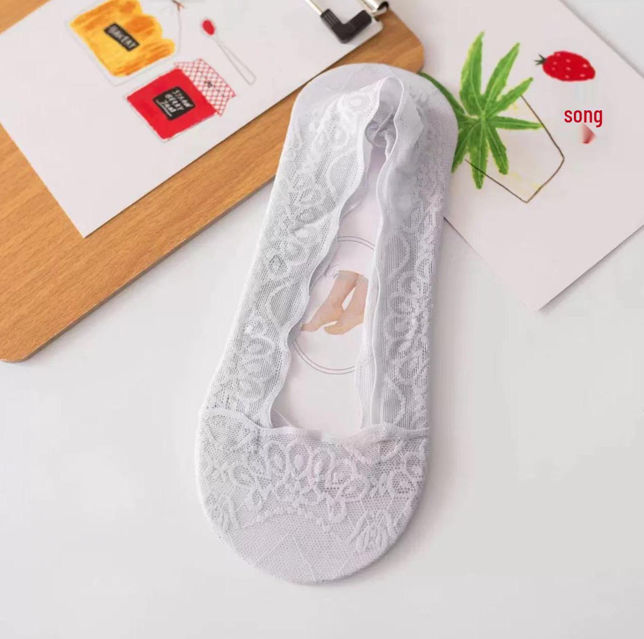 

Женские тонкие кружевные носки-лодочки с нескользящей подошвой - Невидимые с низким вырезом, летний стиль Paper Card Packaging