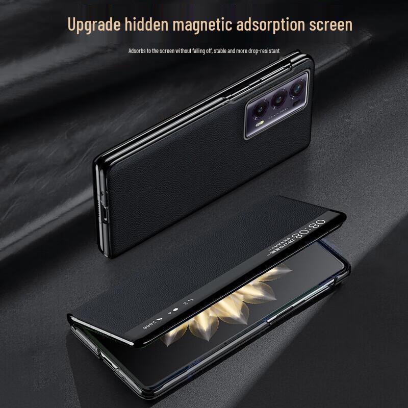 Ekakashop Genuine Leather Magnetic Flip Phone Case for Honor Magic Foldable Phones