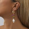 Irregular Shape Fashionable Earrings With Colorful Natural Stones And Faux Pearls