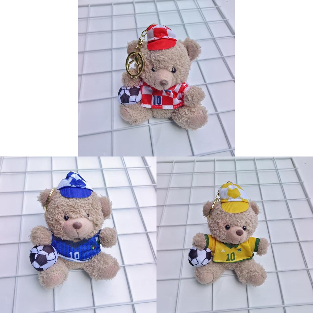Plush Soccer Bear Keychain With Pp Cotton Filling For Kids And Teens