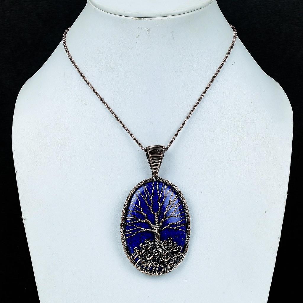 Lapis Lazuli Pendant Handmade Gemstone Jewelry, 999 Copper Wire Wrap Tree Of Life Pendant ,Unique Design Jewelry Pendant