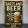 Metall Wandkunst Vintage Dart und Bier Lustiges Bar Schild